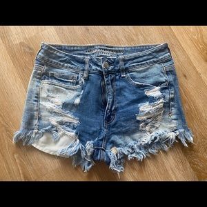 AEO distressed high rise shortie short